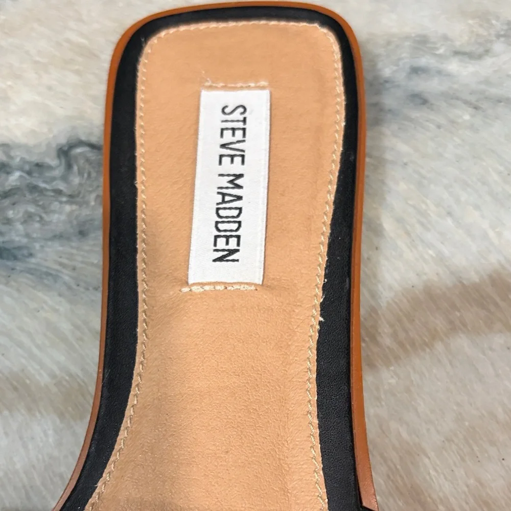 Steve Madden Black Quilted Slide Sandals with Gold Studs - Picture 2 of 5